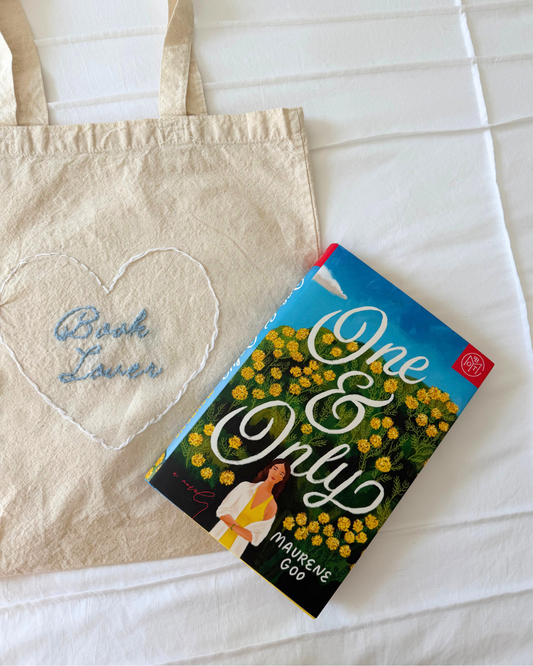 Hand Embroidered "Book Lover" Canvas Tote - Pre Order