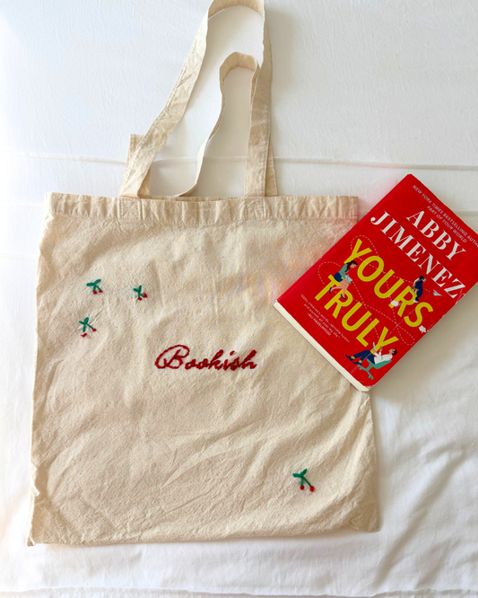Hand Embroidered ' Bookish" Tote - Preorder